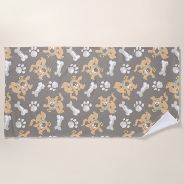 Serviette De Plage Puppy Scooby-Doo Bone & Motif Empreinte de patte (Devant)