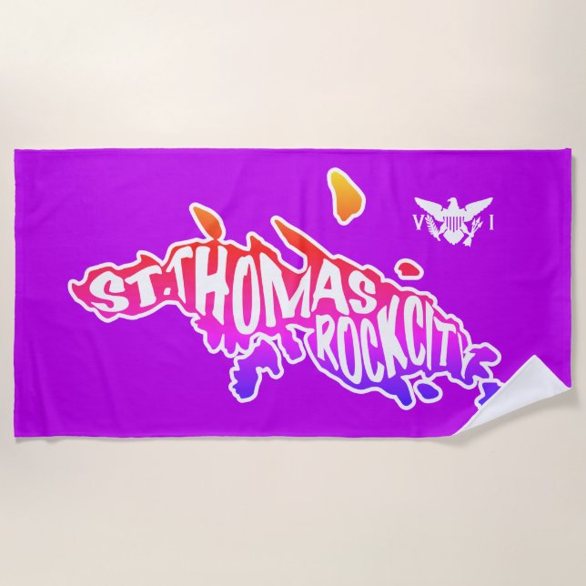 Serviette De Plage Purple, St. Thomas "Rock City" Îles Vierges améric (Devant)
