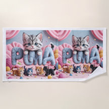 PURRMA Cute Kitten Beach Towel