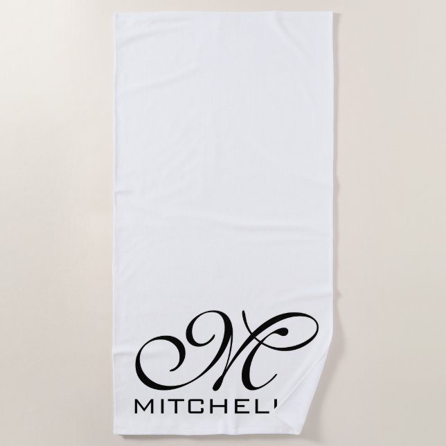 Serviette De Plage QR Script Monogrammed Beach Towel (Devant)