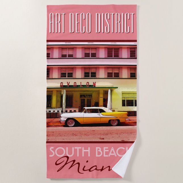 Serviette De Plage Quartier Art déco de South Beach Miami (Devant)