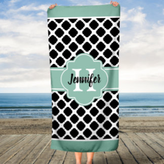 Serviette De Plage Quatrefoil Monogramme personnalisé