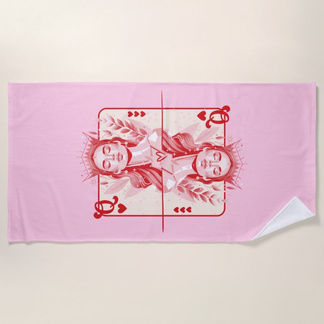 Serviette De Plage Queen of Hearts Preppy Art (Devant)