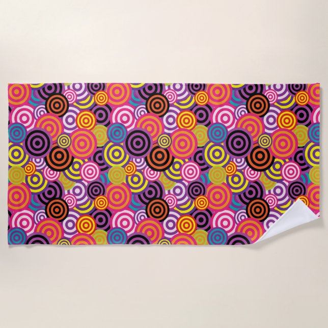 Serviette de plage Rainbow Coloured Circles (Devant)