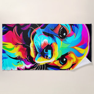 Serviette De Plage Rainbow Dog Portrait Art