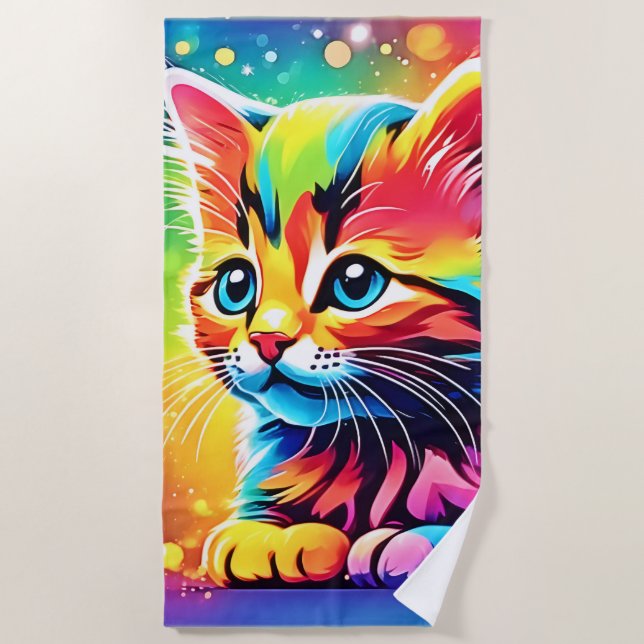 Serviette De Plage Rainbow Kitten Dream (Devant)