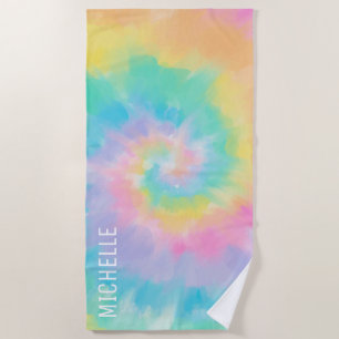 Serviette De Plage Rainbow Tie Dye Motif personnalisé