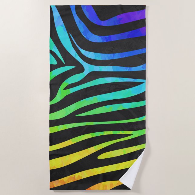 Serviette De Plage Rainbow Zebra peint motif (Devant)