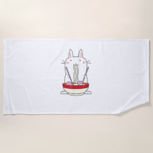 Serviette De Plage Ramen Bunny nouilles japonaises Kawaii Rabbit Tee