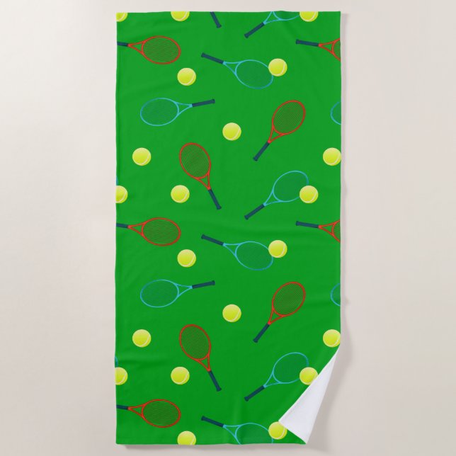 Serviette De Plage Raquettes de tennis et Motif de balles (Devant)