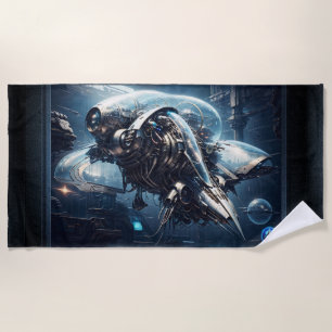 Serviette De Plage Raspian Dynamorph Drone AI Art par Xzendor7