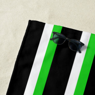 Serviette De Plage Rayé noir vert blanc