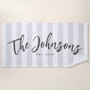 Serviette de plage rayée gris, Cadeau nouvellement