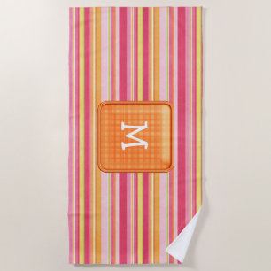 Serviette de plage rayée Monogramme