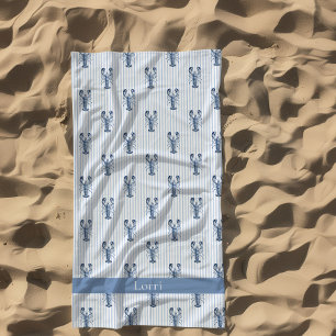 Serviette De Plage Rayure de homard bleu de Nouvelle-Angleterre à l'a