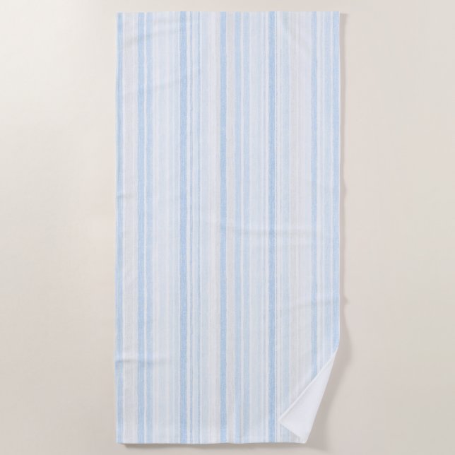 Serviette De Plage Rayures Blanches Bleu Bébé (Devant)