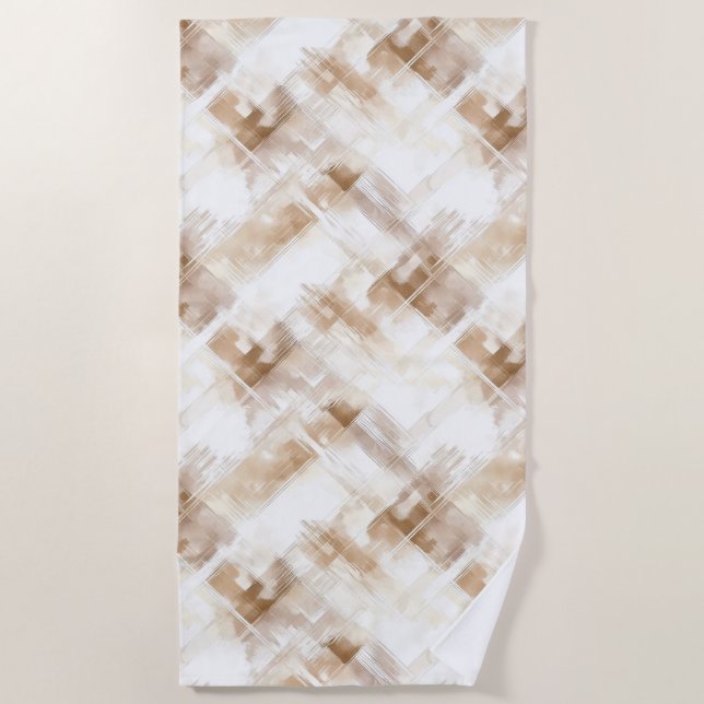 Serviette De Plage Rayures Marron Crème Rustique (Devant)