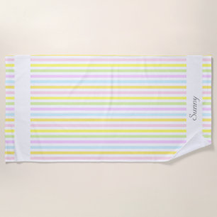 Serviette De Plage Rayures Modernes en Couleurs Pastel Multicolores