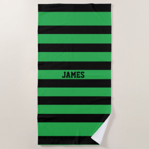 Serviette De Plage rayures noires vertes