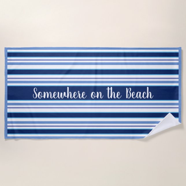 Serviette de plage Rayures-Quelque part sur la pla (Devant)