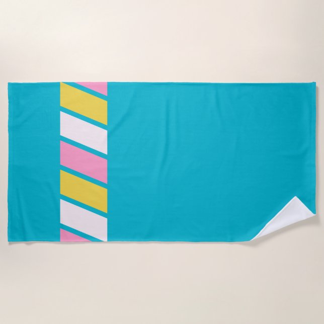 Serviette De Plage Rayures Rétro 80 (Devant)