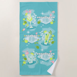 Serviette De Plage Recettes de cocktails Retro