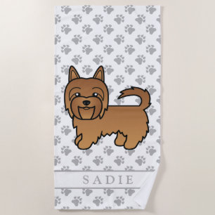 Serviette De Plage Red Australian Terrier Cartoon Dog & Name