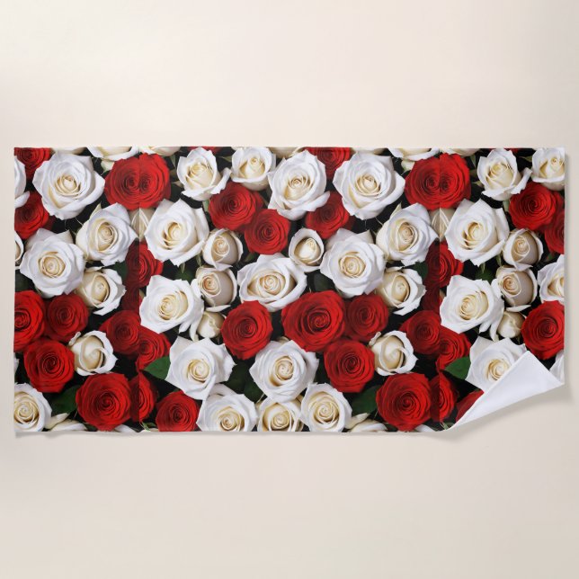 Serviette De Plage RedandWhiteRoses (Devant)