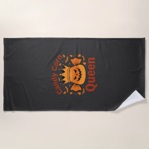 Serviette De Plage Reine Candy Corn Couronne Halloween Chauves-souris