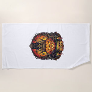 Serviette De Plage Reine Citrouille Halloween Hibou Araignée Chat Noi
