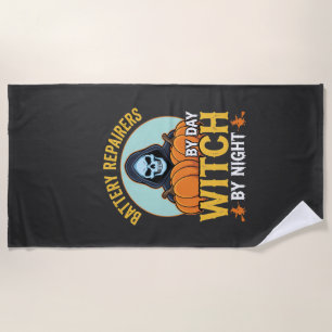 Serviette De Plage Réparateur de piles Halloween Sorcière de nuit Des