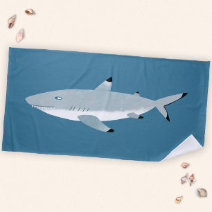Serviette De Plage Requin de récif à pointe noire amusant