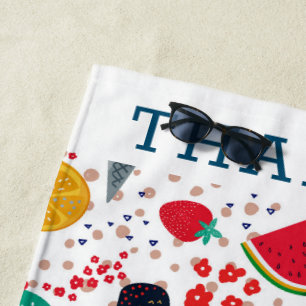 Serviette De Plage Restauration et fleurs d'été motif