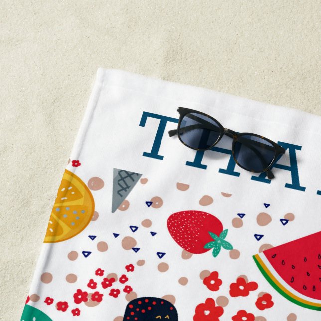 Serviette De Plage Restauration et fleurs d'été motif (En situation)
