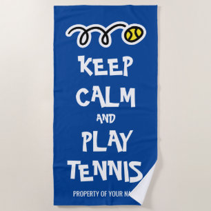 Serviette De Plage Restez calme et jouer au tennis amusant cadeau ser
