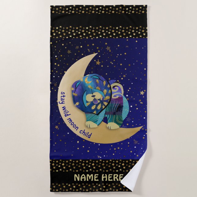 Serviette De Plage RESTEZ WILD MOON ENFANT Couvre table de toilettage (Devant)