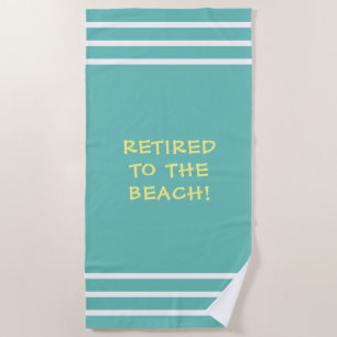 Serviette De Plage Retraité À La Plage, Blancs, Turquoise Léger