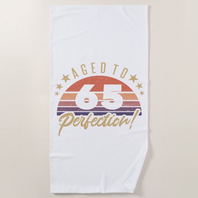 Serviette De Plage Retro 65e Humour d'anniversaire (Devant)