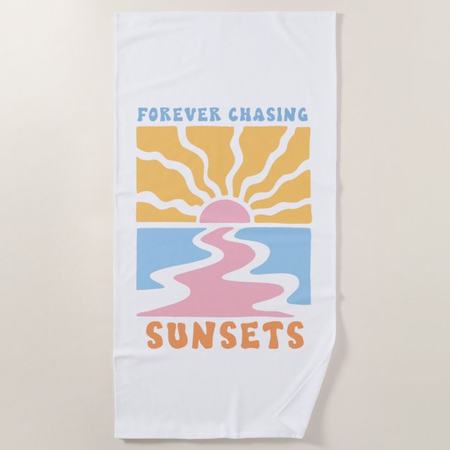 Serviette De Plage Retro de couchers de soleil pour toujours (Devant)