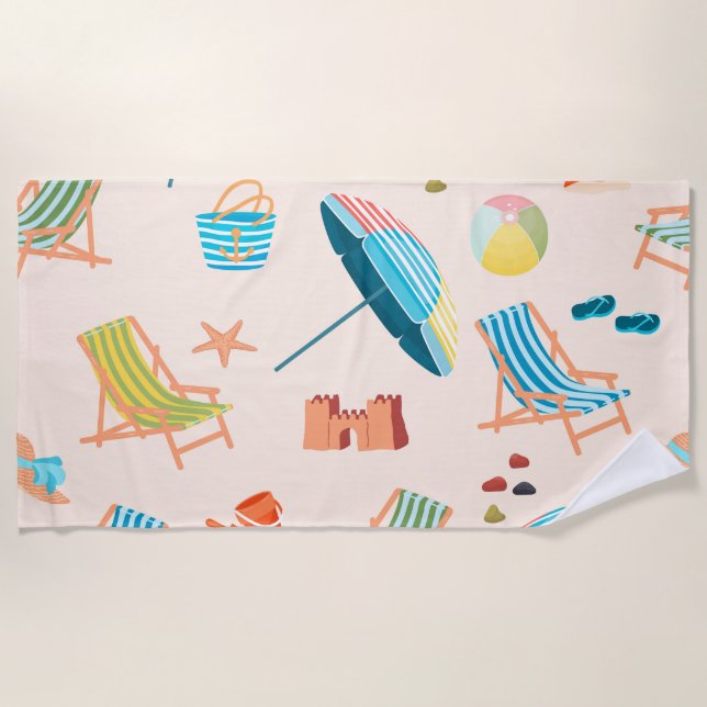Serviette de plage rétro d'été  (Devant)
