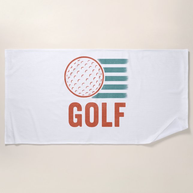 Serviette De Plage Retro Grunge Golf (Devant)