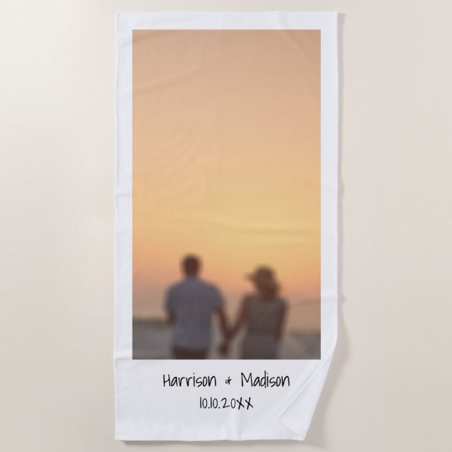 Serviette De Plage Retro instantanés noms de photo personnalisée mode (Devant)