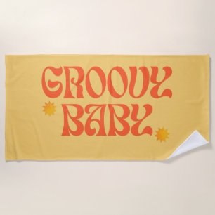 Serviette De Plage Retro les années 70 moutarde Orange Hippie Super b
