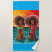 SERVIETTE DE PLAGE RETRO PLAGE FILLES COUCHER DE S