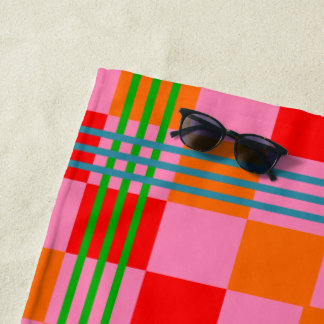 Serviette De Plage Retro Plaid 