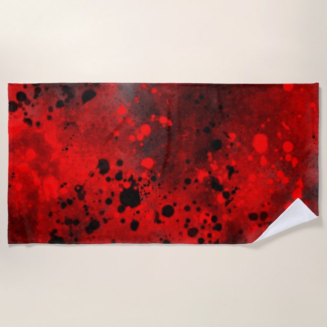Serviette de plage Retro Red Paint Splatter (Devant)