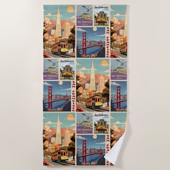 Serviette De Plage Rétro San Francisco Patchwork (Devant)