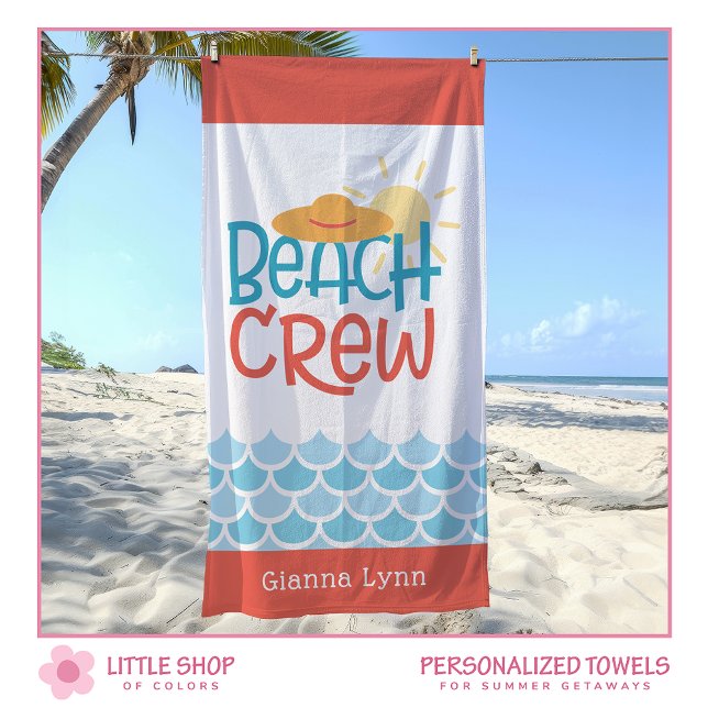 Serviette De Plage Retro Style Beach Crew Customizable (Créateur téléchargé)