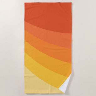 Serviette De Plage Retro style jaune et orange rayons de soleil desig