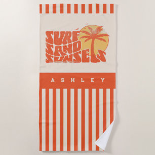 Serviette De Plage Retro Surf Sand Sunsets Palm Tree Beach Vibes